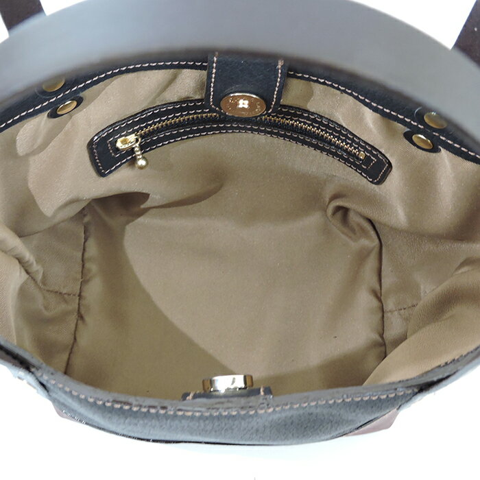 【ふるさと納税】イノシシ革トートバッグ（黒×こげ茶） F20C-345 サムネイル3