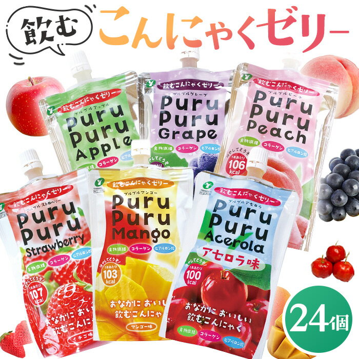 No.049 飲むこんにゃくゼリー　24個 ／ 蒟蒻ゼリー 食物繊維 コラーゲン ヒアルロン酸 果物の香り おなかにおいしい おなかに優しい ヘルシー 果物 フルーツ 送料無料 福島県 特産品