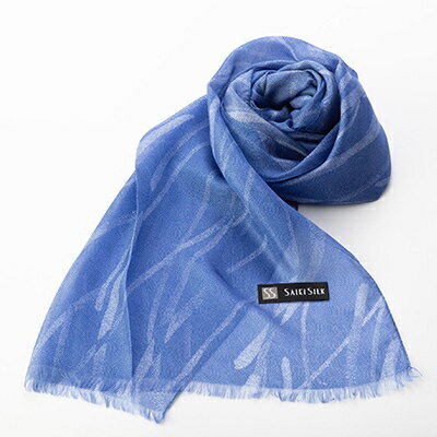 【ふるさと納税】HABUTAEストール(江戸小紋・鮫・雨柄)ブルー【1098787】 サムネイル2