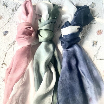 【ふるさと納税】川俣シルクストール楊柳　纏ふと、　藍【1597524】 サムネイル3