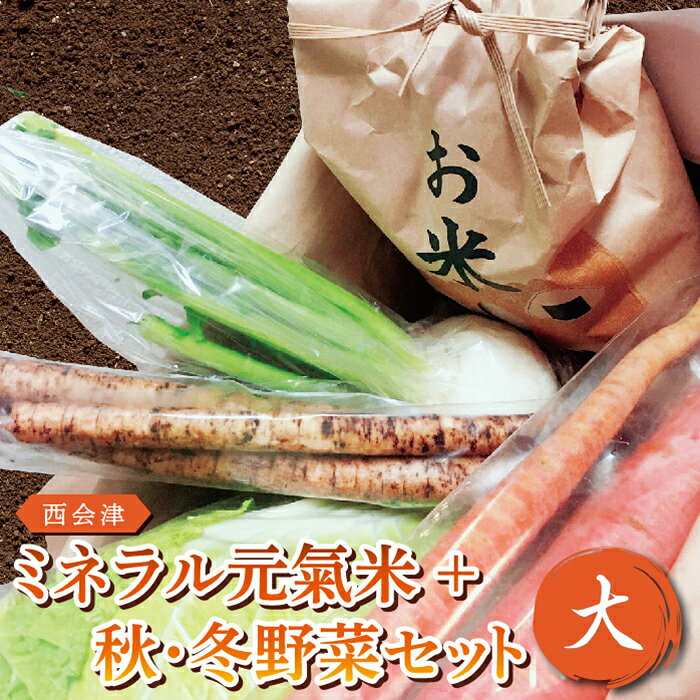 西会津ミネラル元氣米＋秋・冬野菜セット（大） 米 お米 おこめ ご飯 ごはん 福島県 西会津町 F4D-0120