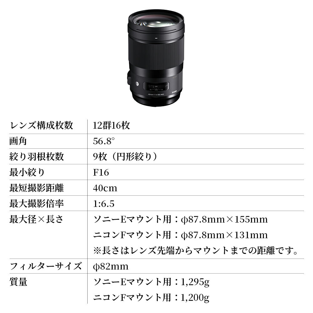 【ふるさと納税】SIGMA 40mm F1.4 DG HSM | Art【ソニーEマウント／ニコンFマウント】（数量限定）　一眼レフ　フルサイズ　単焦点 サムネイル3