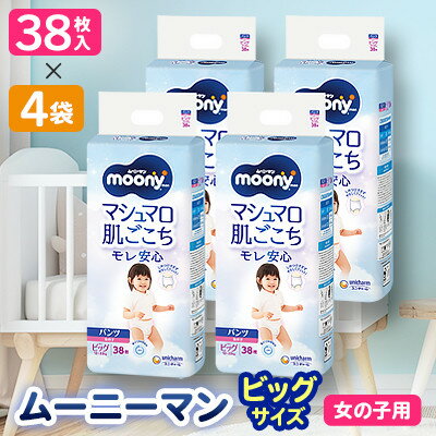 【毎月定期便】ムーニーマン 女の子用 ビッグサイズ 38枚×4袋全2回【4069363】