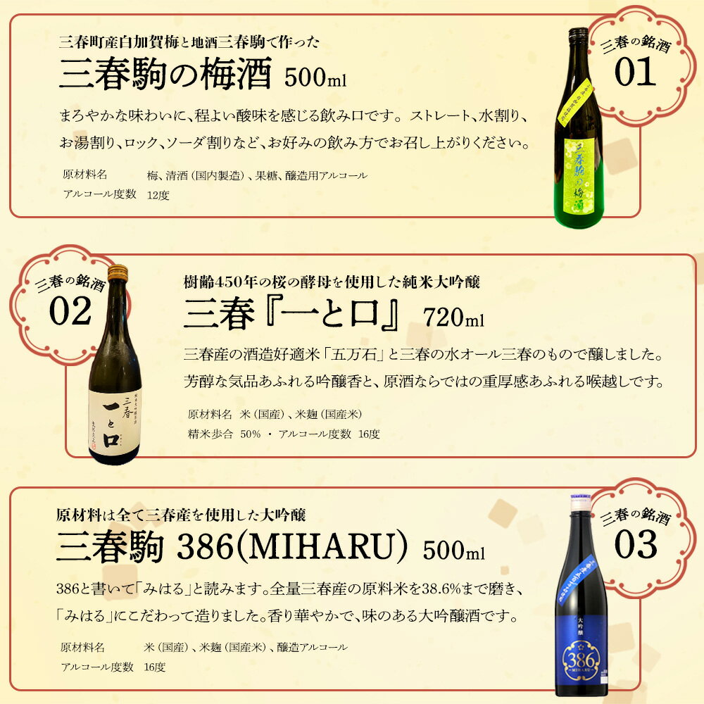 【ふるさと納税】【人気】三春の銘酒飲み比べ6本【地酒 酒 さけ アルコール 大吟醸 清酒 単式 焼酎 原酒 リキュール 梅酒 瓶 お中元 父の日 ギフト プレゼント 贈り物 贈答 お祝い ご自宅用】 【07521-0121】 サムネイル3