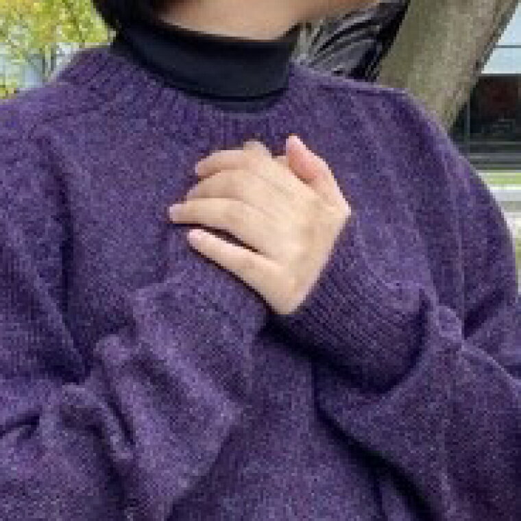 【ふるさと納税】【アルパカ専門店　T'IKA】ラグランセーター（アルパカ100％）　パープルMIX（混色糸）【アパレル 紫 ウィメンズ 毛糸 大きめサイズ 茨城県 水戸市 ギフト プレゼント】 (AL-10) サムネイル3