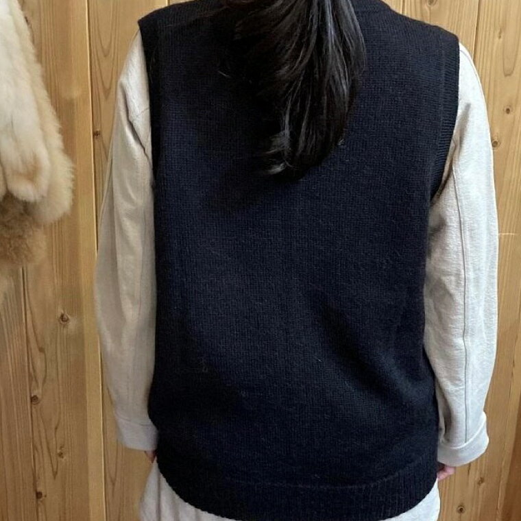 【ふるさと納税】【アルパカ専門店　T'IKA】メンズベストVネック　黒　(アルパカ100％) 【アパレル 洋服 おしゃれ ベスト プレゼント 毛糸 大きめ サイズ 水戸市 ブラック】(AL-6) サムネイル3