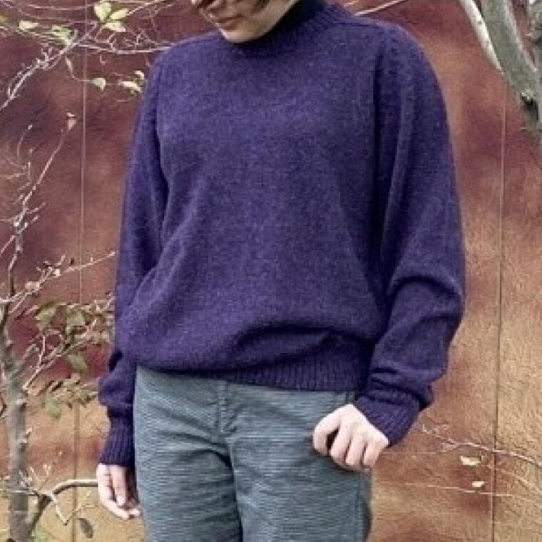 【アルパカ専門店　T'IKA】ラグランセーター（アルパカ100％）　パープルMIX（混色糸）【アパレル 紫 ウィメンズ 毛糸 大きめサイズ 茨城県 水戸市 ギフト プレゼント】 (AL-10)