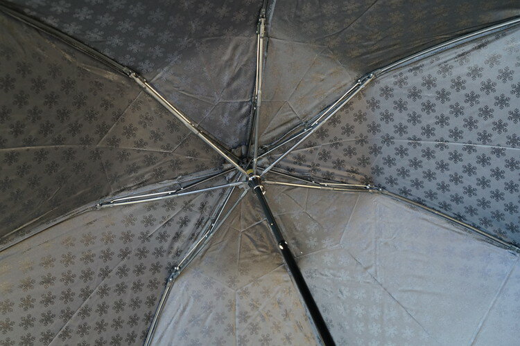 【ふるさと納税】雪華模様の折り畳み傘（サイズ60cm）カラー：ブラック　かさ/メンズ/レディース/おしゃれ 傘 かさ 65センチ 雨具 メンズ レディース 兼用 雪の結晶 ベージュ おしゃれ かわいい スタイリッシュ 雨 梅雨 贈答 贈り物 プレゼント 父の日 母の日 _BL15 サムネイル3