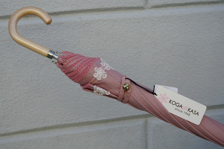 【ふるさと納税】雪華模様の刺繍入り日傘（晴雨兼用・サイズ50cm・UV加工・麻50％綿50％）カラー：ピンク 日傘 50センチ 晴雨兼用 UV加工 雪の結晶 ピンク おしゃれ かわいい スタイリッシュ 雨 梅雨 夏 日差し 日よけ 贈答 贈り物 プレゼント 父の日 母の日 _BL21 サムネイル3