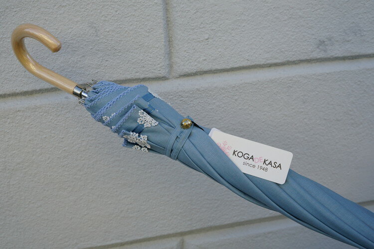 【ふるさと納税】雪華模様の刺繍入り日傘（晴雨兼用・サイズ50cm・UV加工・麻50％綿50％）カラー：水色 日傘 50センチ 晴雨兼用 UV加工 雪の結晶 ブルー 水色 おしゃれ かわいい スタイリッシュ 雨 梅雨 夏 日差し 日よけ 贈答 贈り物 プレゼント 父の日 母の日 _BL22 サムネイル3