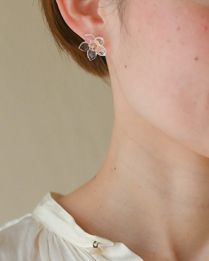 【ふるさと納税】HARIO ピアス フラワー［HAP-F-004］ ※離島への配送不可｜耐熱 ガラス アクセサリー ハリオ ランプワークファクトリー 職人 繊細 フォーマル カジュアル きれいめ おしゃれ 20代 30代 40代 ギフト プレゼント お祝 ご褒美 _FM02 サムネイル2