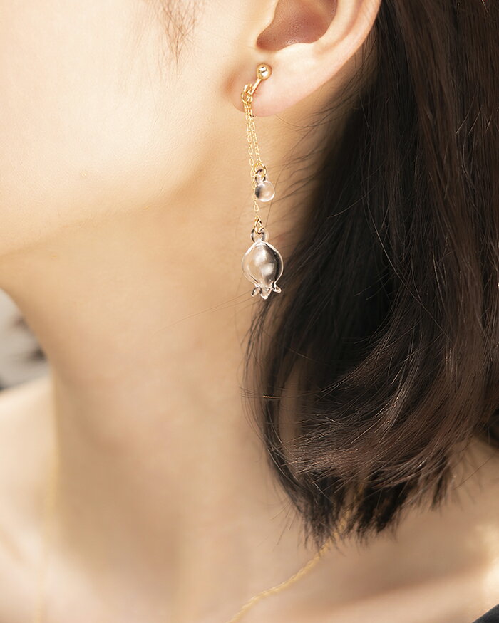 【ふるさと納税】HARIO イヤリング「リリー」シリーズ［HAP-L-003E］｜耐熱 ガラス アクセサリー ハリオ ランプワークファクトリー 職人 繊細 フォーマル カジュアル きれいめ おしゃれ 20代 30代 40代 贈答 記念品 お祝 ハンドメイド 手作り _BD91 サムネイル2