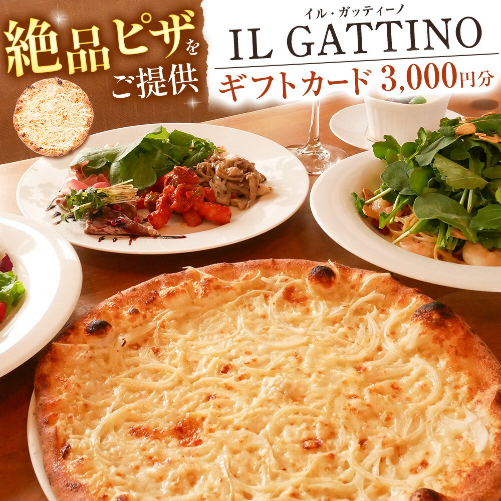 食事券 ギフトカード 3000円分 イル・ガッティーノ《90日以内に出荷予定(土日祝除く)》 茨城県 結城市 ピザ pizza パスタ イタリアン お食事券 チケット お食事券・チケット