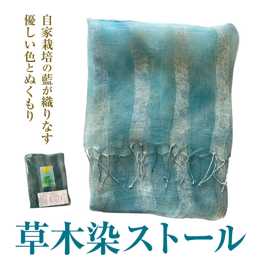 【ふるさと納税】草木染 ストール 藍色 1枚 中 or 大 結城市社会福祉協議会 障害者福祉センター《30日以内に出荷予定(土日祝除く)》ファッション 小物 天然草木染 オリジナル 藍色 絹 100％ サムネイル2