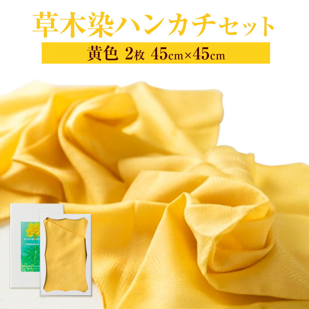 草木染 ハンカチ 2枚 セット 黄×2 結城市社会福祉協議会 障害者福祉センター 《30日以内に出荷予定(土日祝除く)》ファッション 小物 天然草木染 オリジナル マリーゴールド ハンカチ イエロー