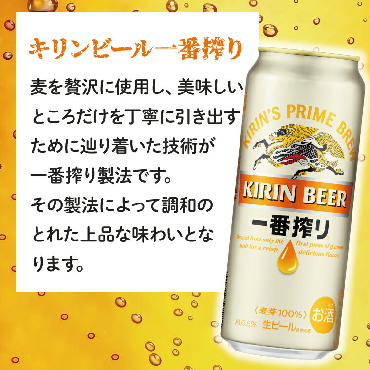 【ふるさと納税】キリンビール取手工場産 キリン一番搾り 500ml缶-24本×2ケース|KIRIN 麒麟 ビール 一番搾り 生ビール 茨城県 取手市（AB074-1） サムネイル2