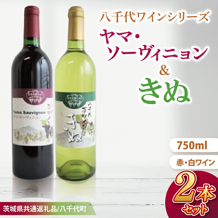 【先行予約】八千代夢ワインシリーズ　ヤマ・ソーヴィニョン（赤）・きぬ（白）2本セット【茨城県共通返礼品／八千代町】│ ワイン 赤ワイン 白ワイン ブドウ カベルネソーヴィニョン 山ブドウ シャルドネ 飲み比べ 国産 茨城県 取手市（BM005）