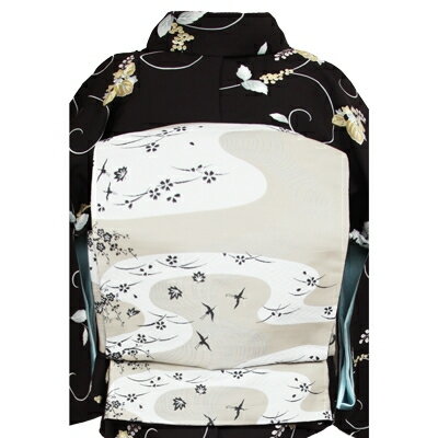 【ふるさと納税】車いす用着物レンタル3日間＜小紋:黒色 葡萄柄 太鼓帯:白色 水辺に鶴柄(草履付き)＞ | 茨城県 つくば市 キモノ 帯 セット レンタルサービス 車椅子 成人式 卒業式 七五三 婚礼 サムネイル3