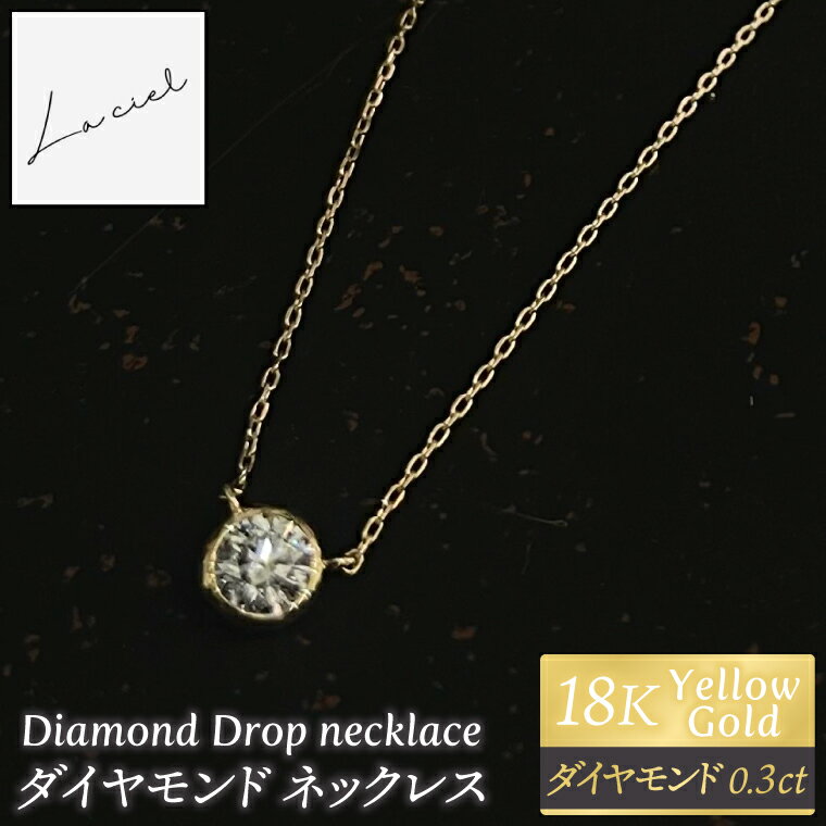 ダイヤモンド ネックレス K18 Diamond Drop necklace 【ネックレス 18金 ダイヤモンド イエローゴールド 鑑定書付き アクセサリー ギフト 高品質 ショップバック ご褒美 茨城県 鹿嶋市】（KBD-61）