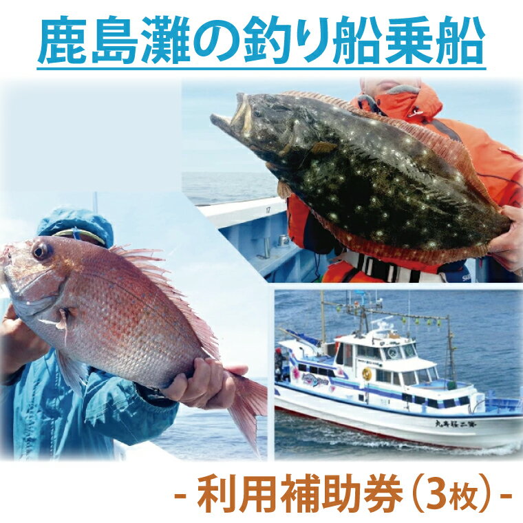 鹿島灘の釣り船乗船　利用補助券（3枚）釣り 釣り船 乗船券 補助券 利用券 券 （KN-4）