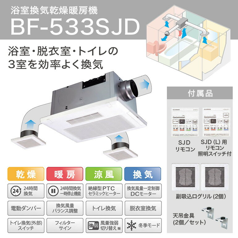 【ふるさと納税】 浴室換気乾燥暖房機：BF-533SJD/3室換気・セラミックヒータータイプ 茨城県 潮来市 A41-006 サムネイル2
