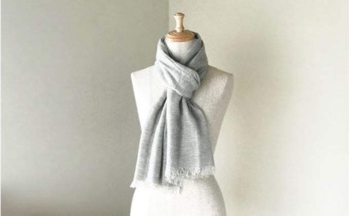 【ふるさと納税】Made in Japan カシミヤリネンストール（グレー） RF189-NT　【ファッション小物・ファッション・カシミヤリネンストール・ストール】 サムネイル3