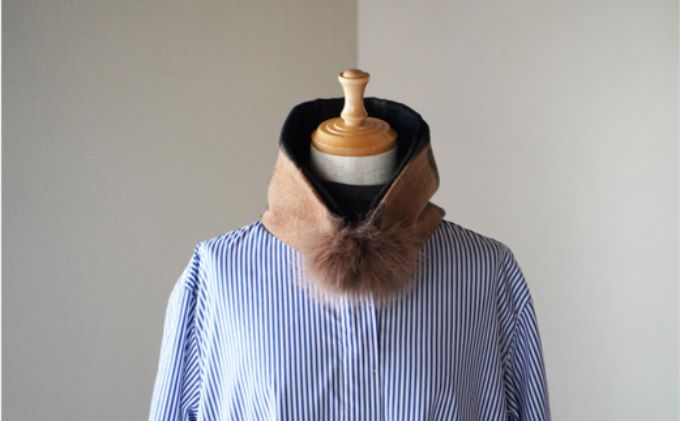 【ふるさと納税】Made in Japan カシミヤティペット（モカ／ブラックチェック） RF254-NT【ファッション小物・ファッション・カシミヤティペット・カシミヤ】 サムネイル2