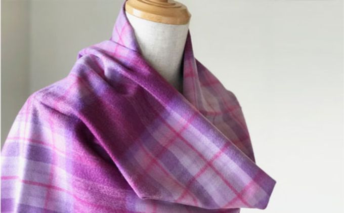 【ふるさと納税】Made in Japan カシミヤ100％チェックストール（パープルピンク） RF254-NT【ファッション小物・チェックストール・ストール】 サムネイル3
