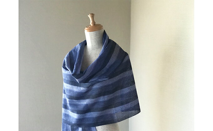 【ふるさと納税】経て編みガーゼストライプストール（ワイドサイズ）RF91-NT　【ファッション小物・ストライプ・ストール・縞模様】 サムネイル2