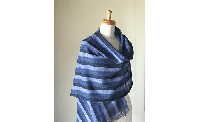 【ふるさと納税】経て編みガーゼストライプストール（ワイドサイズ）RF91-NT　【ファッション小物・ストライプ・ストール・縞模様】 サムネイル3