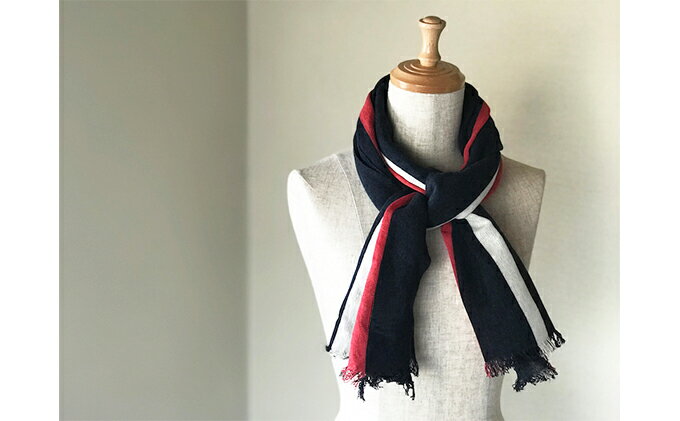 【ふるさと納税】ガーゼニットのストライプストール RF156-NT　【ファッション小物・ストライプストール・ストール・縞模様】 サムネイル2