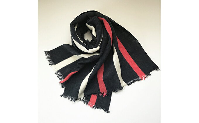 【ふるさと納税】ガーゼニットのストライプストール RF156-NT　【ファッション小物・ストライプストール・ストール・縞模様】 サムネイル3