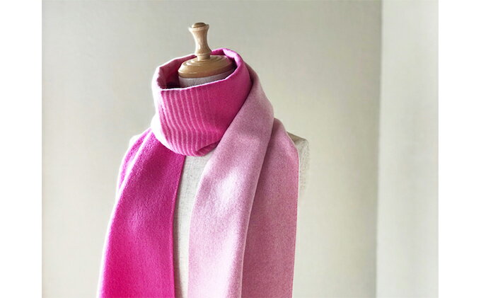 【ふるさと納税】カシミヤ100% グラデーションブロックマフラー(ピンクブロック) RF246-NT　【ファッション小物・カシミヤ・マフラー】 サムネイル2