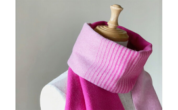 【ふるさと納税】カシミヤ100% グラデーションブロックマフラー(ピンクブロック) RF246-NT　【ファッション小物・カシミヤ・マフラー】 サムネイル3