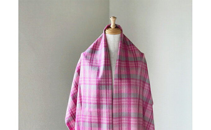 【ふるさと納税】カシミヤ100%チェックストール(ピンク格子) RF-250-NT　【ファッション小物・カシミヤ・ストール】 サムネイル2