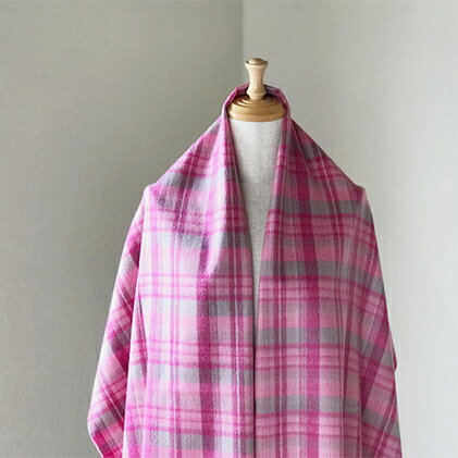 カシミヤ100%チェックストール(ピンク格子) RF-250-NT　【ファッション小物・カシミヤ・ストール】