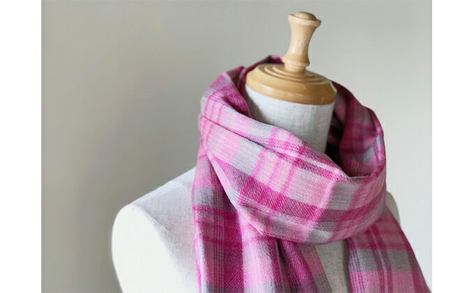 【ふるさと納税】カシミヤ100%チェックストール(ピンク格子) RF-250-NT　【ファッション小物・カシミヤ・ストール】 サムネイル3
