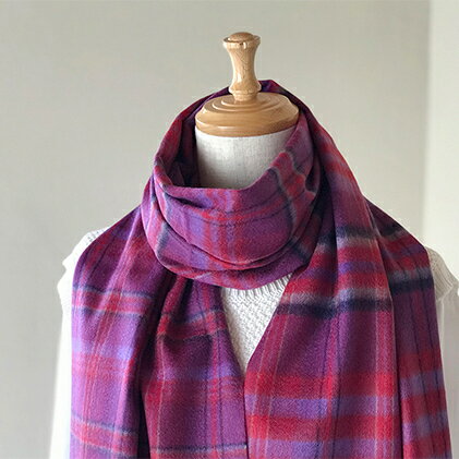 カシミヤ100%チェックストール　RF-306　【ファッション小物】