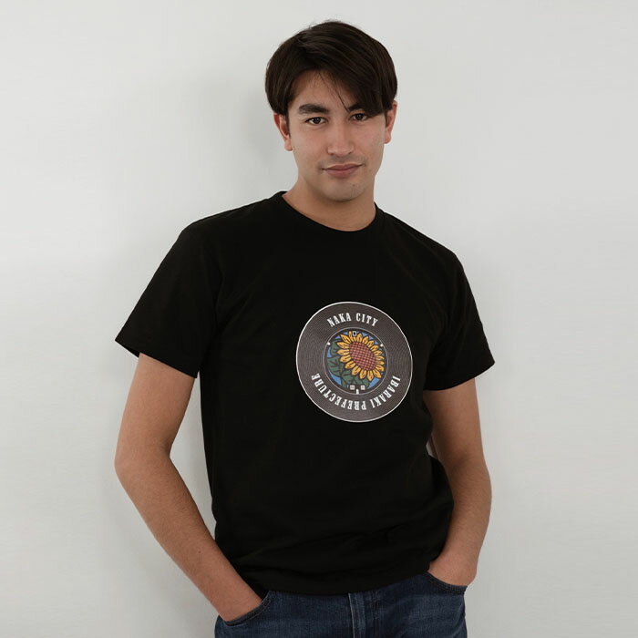 那珂市 マンホールTシャツ 黒 送料無料