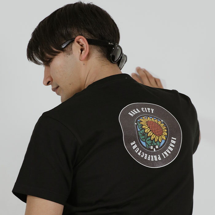 【ふるさと納税】バックプリント那珂市 マンホールTシャツ 黒 送料無料 サムネイル2