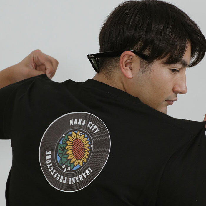 【ふるさと納税】バックプリント那珂市 マンホールTシャツ 黒 送料無料 サムネイル3