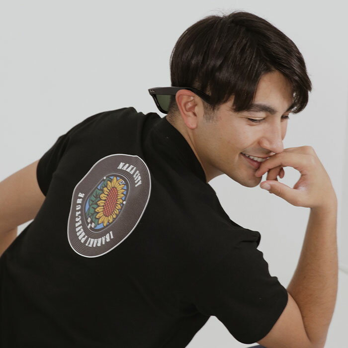 バックプリント那珂市 マンホールTシャツ 黒 送料無料