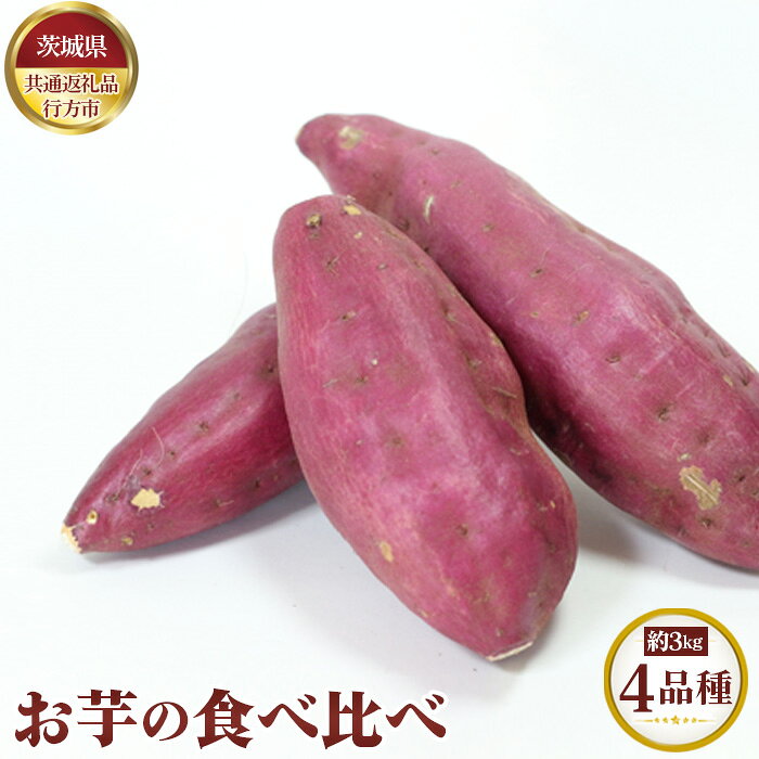 【先行予約】お芋の食べ比べ　約3kg（4品種）【茨城県共通返礼品 行方市】 ／ 旬 新鮮 さつま芋 サツマイモ 野菜 送料無料 茨城県 No.633