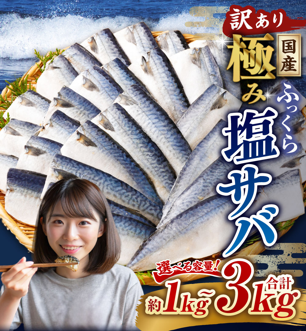 【ふるさと納税】＜選べる内容量＞訳あり 国産ふっくら 極み塩サバ 1切れ約50～150g 約1kg 約2kg 約3kg さば 鯖 魚 さかな サカナ 魚介類 味付け済 焼くだけ 簡単調理 冷凍 国産 茨城県 神栖市 送料無料 - 画像2