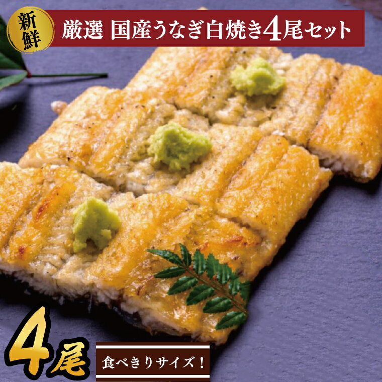 食べ切りサイズ！国内産うなぎの白焼(酒蒸し)100～120g 4尾　計400g以上|うなぎ 鰻 白焼 酒蒸し 食べ切り 茨城県 行方市（AD-128-3）