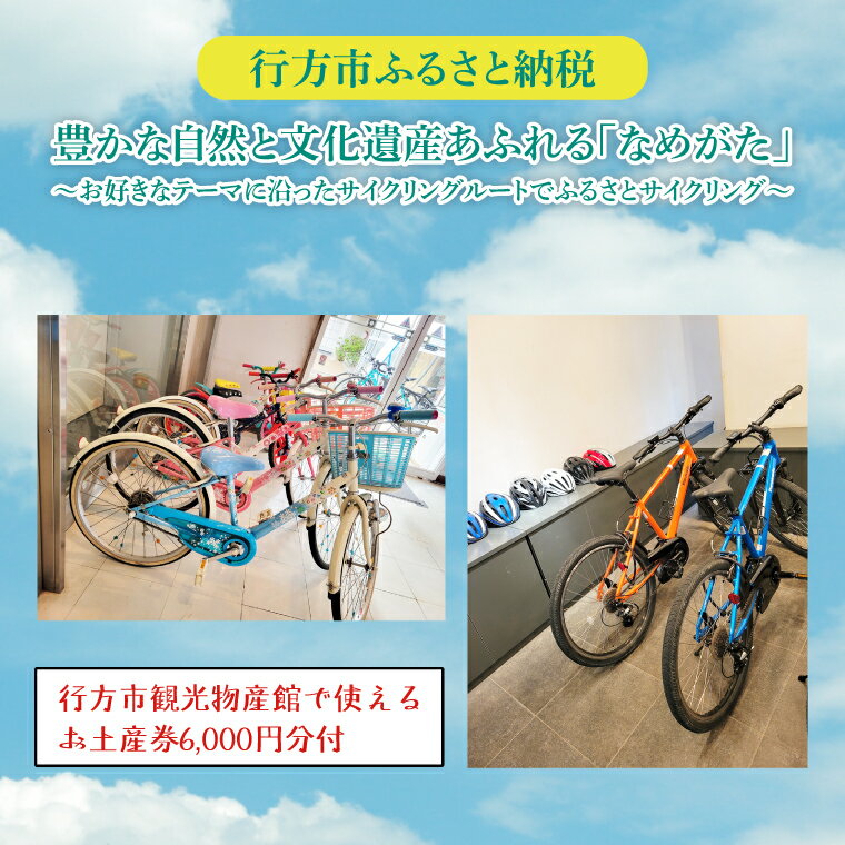 ★行方市観光物産館で使えるお土産券計6,000円分付★豊かな自然と文化遺産あふれる「なめがた」お好きなテーマに沿ったサイクリングルートでふるさとサイクリング（2名様）(FJ-2)