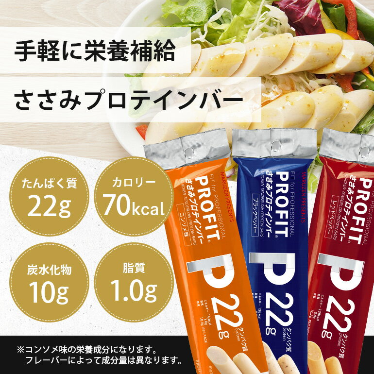 【ふるさと納税】 プロテインバー プロフィット ささみプロテインバー セット PROFIT プロテイン ダイエット 筋トレ 丸善 profit 低カロリー 低脂質 コンソメ ブラックペッパー レッドペッパー 常温 常備 個包装 たんぱく質 ササミ タンパク質 ローファット PFC 減量 おやつ サムネイル3