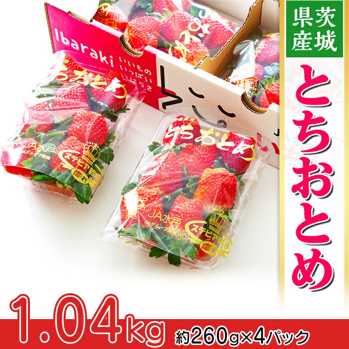 いちご 先行予約 とちおとめ イチゴ 苺 002茨城県産いちご「とちおとめ」1.04kg（4パック）【2026年1月中旬頃～3月下旬頃発送予定】