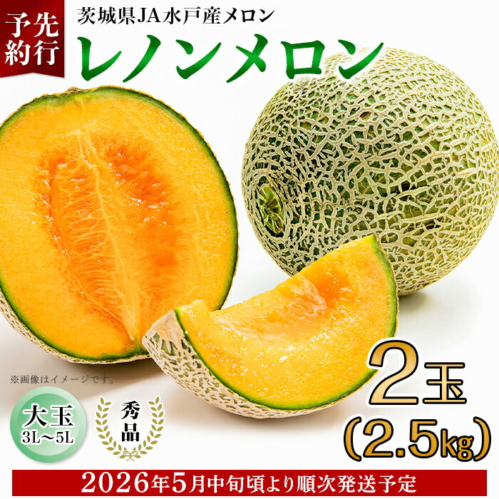 メロン めろん 赤 茨城 秀品 フルーツ 先行予約 213 レノンメロン 秀品 大玉 2玉 約2.5kg 茨城県 JA水戸産 めろん 赤肉 先行予約 2026年5月中旬頃より発送予定