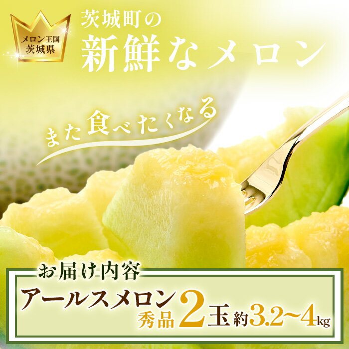 【ふるさと納税】フルーツ 先行予約 メロン めろん 茨城 秀品 177 アールスメロン 秀品 2玉 約3.2kg～4kg 茨城県 JA水戸産 めろん 果物 フルーツ - 画像2